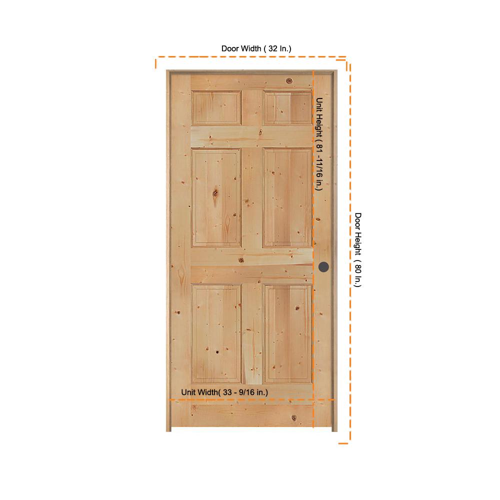 Jeld Wen 32 In X 80 In Knotty Pine Unfinished Left Hand 6 Panel