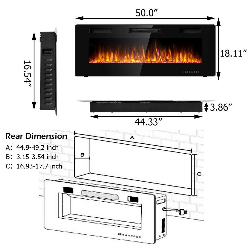Boyel Living 50 In Recessed Ultra Thin Wall Mounted Heater Electric Fireplace Black Wf Ep24705 The Home Depot - Ultra Slim Wall Mounted Electric Fireplace Boyel Living 50 In Recessed Ultra Thin Wall Mounted Heater Electric Fireplace Black Wf Ep24705 The Home Depot - Ultra Slim Wall Mounted Electric Fireplace