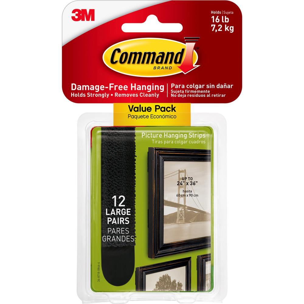 Command Large Black Picture Hanging Adhesive Strips Set Of 12 Large Black Picture Hanging Adhesive Strips Set Of 12