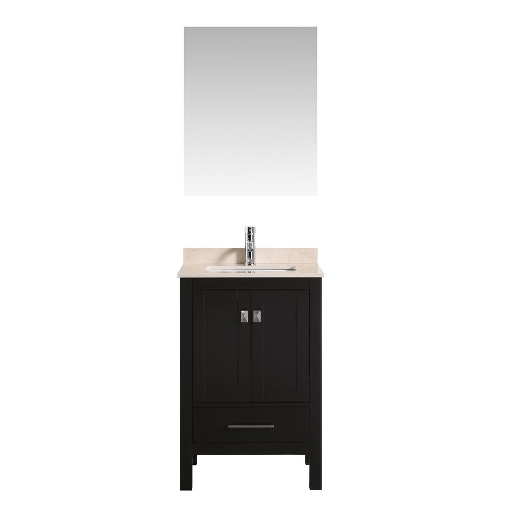 Eviva London 24 in. W x 18 in. D x 34 in. H Vanity in Espresso with Carrera Marble Top in White
