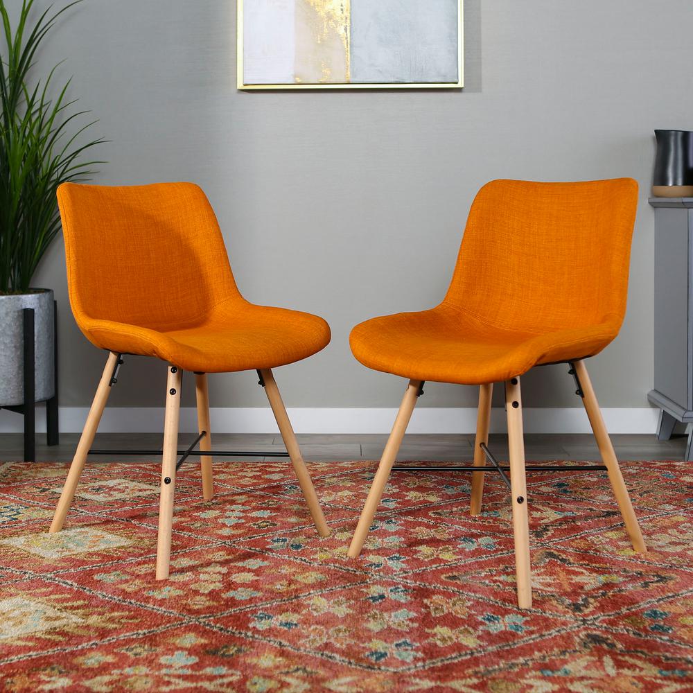 Walker Edison Furniture Company Orange Upholstered Linen Side Chair Orange Upholstered Linen Side Chair Set Of 2