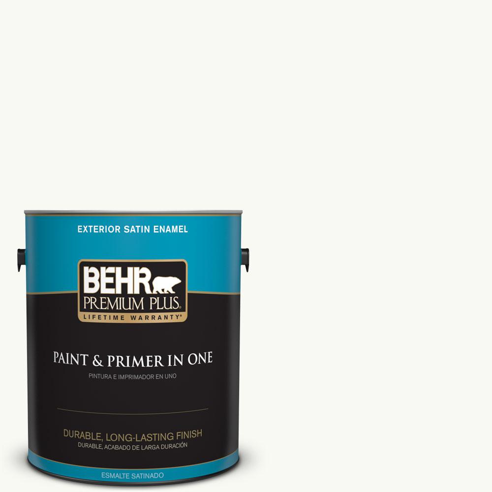 BEHR Premium Plus 1 gal. PRW15 Ultra Pure White Satin Enamel Exterior