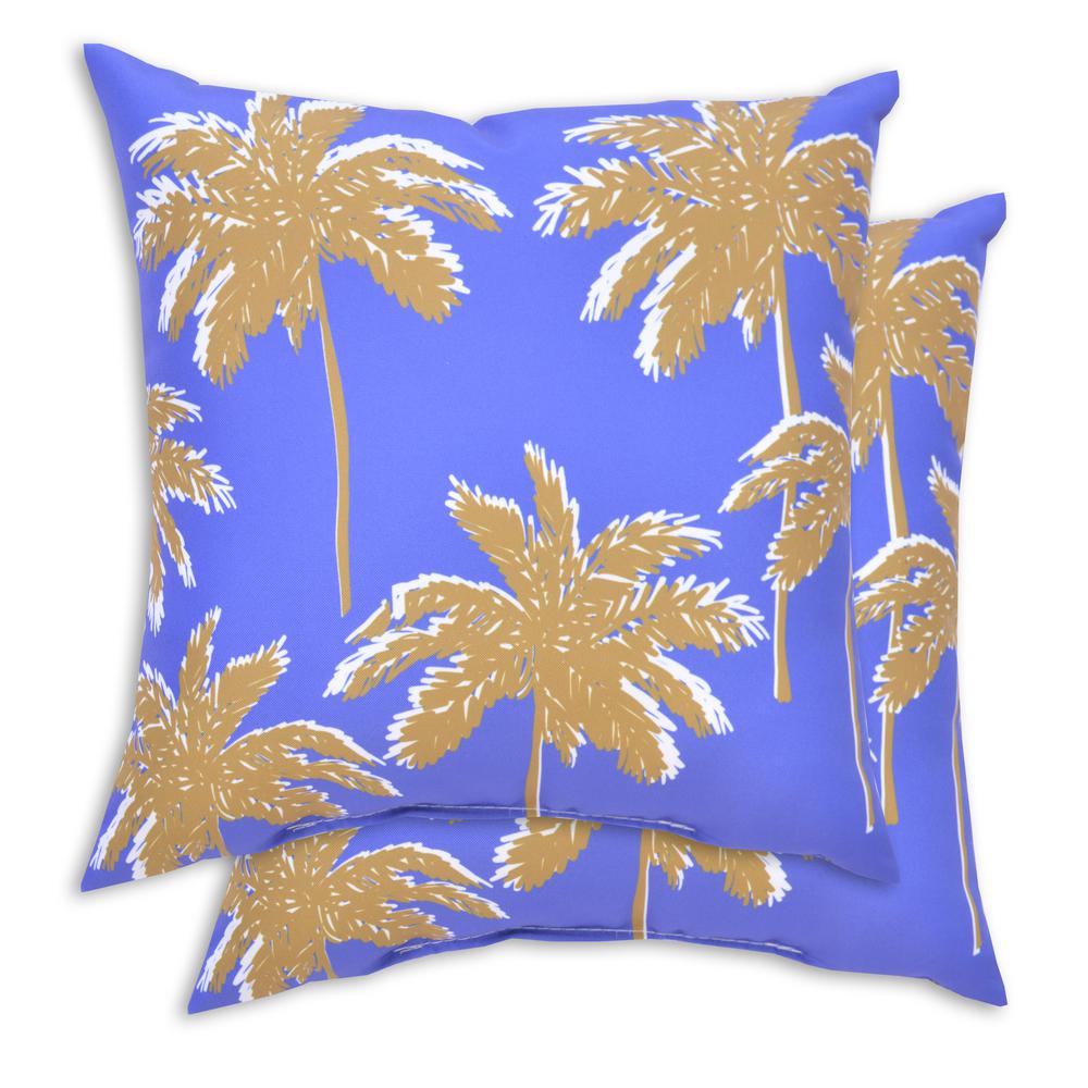 2-Pack Palm Square Outdoor Throw Pillow (Palm)