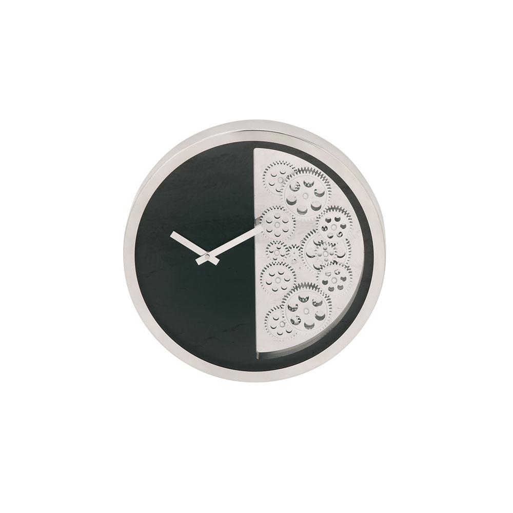 Litton Lane Modern Black Half Gear Wall Clock 42830 The Home Depot