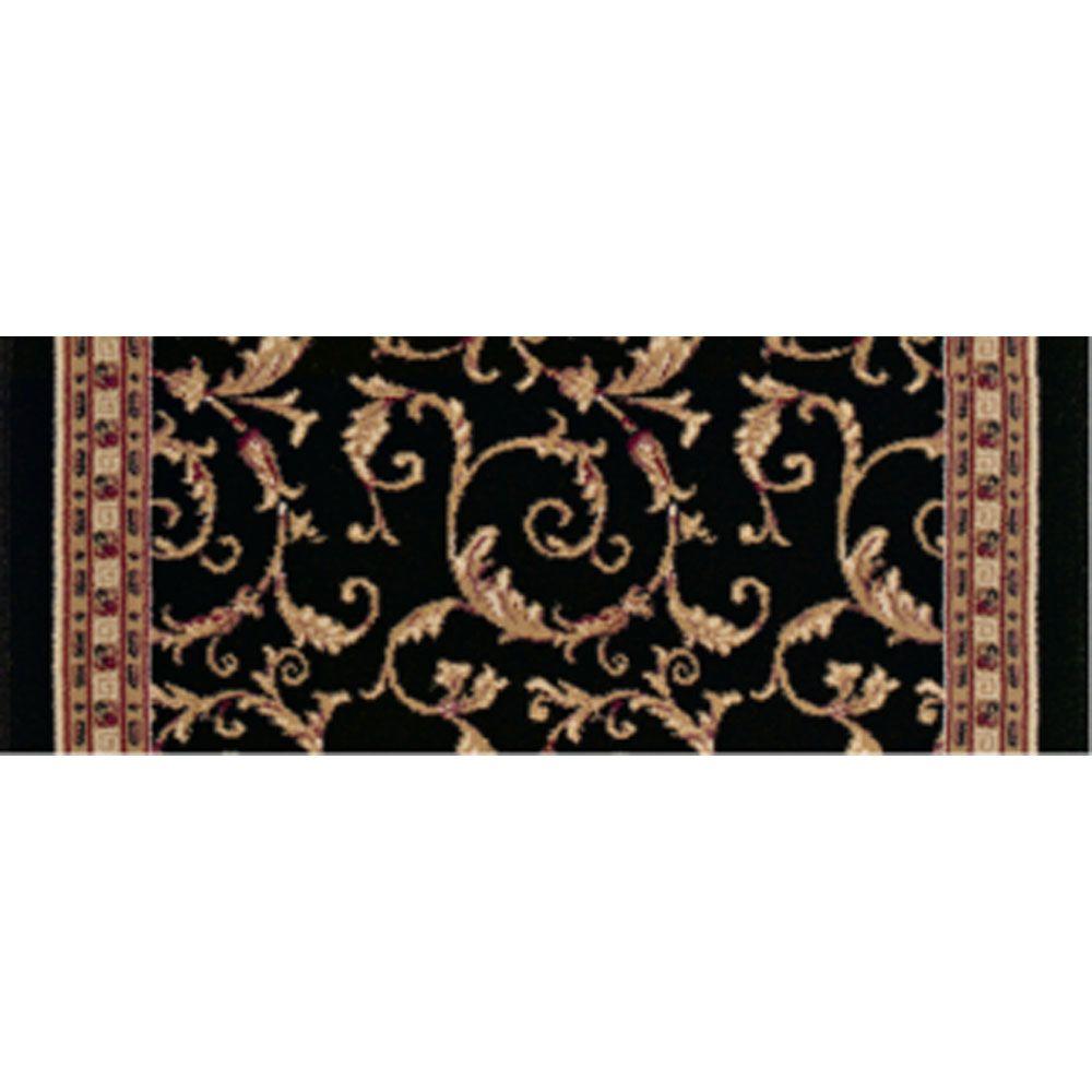 Natco Kurdamir Prescot Black 9 in. x 26 in. Stair Tread2029BKST27H