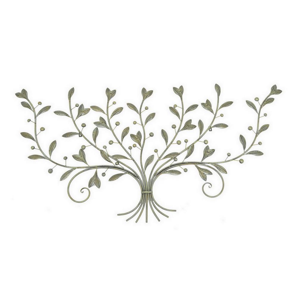 62 In X 30 Leaf Wall Art Brass Antique Gold Metal