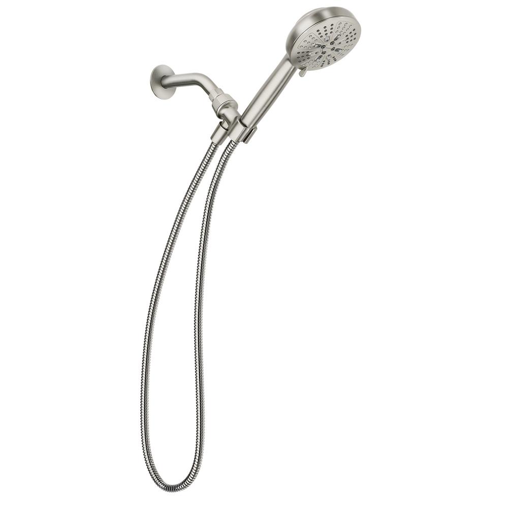 Hydro Energetix Spot Resistant Handheld Showerhead Brushed Nickel - Moen: EPA WaterSense, 8 Spray Settings, Massage & Pause Function