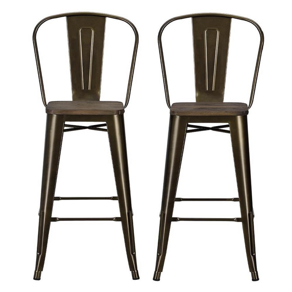 Dhp Lena 30 In Antique Bronze Metal Bar Stool With Wood Seat Set Antique Bronze Metal Bar Stool With Wood Seat Set Of 2