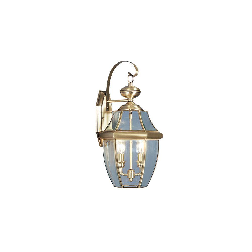 Livex Lighting 2Light Antique Brass Outdoor Wall Lantern with Clear Beveled Glass225101  The 