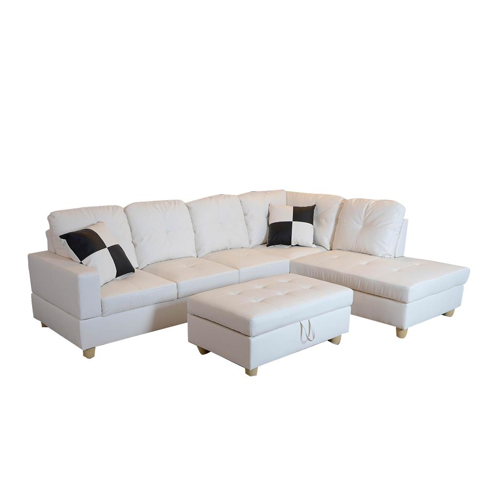 Star Home Living White Faux Leather 3 Seater Right Facing Chaise Sectional Sofa With Storage Ottoman Sh092b The Depot - White Leather Sectional Sofa With Chaise Star Home Living White Faux Leather 3 Seater Right Facing Chaise Sectional Sofa With Storage Ottoman Sh092b The Depot - White Leather Sectional Sofa With Chaise