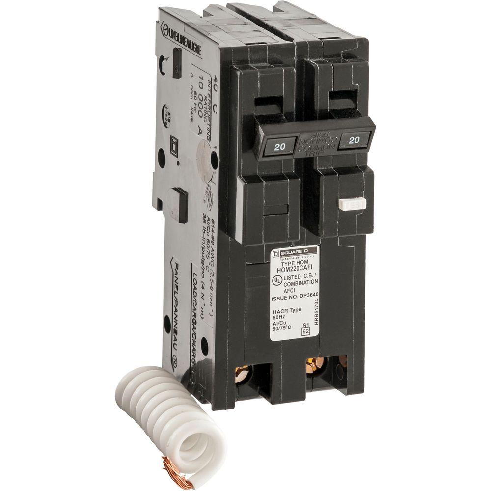 Square D Homeline 240v 220v 20 Amp Hom220 Two Pole Circuit Breaker