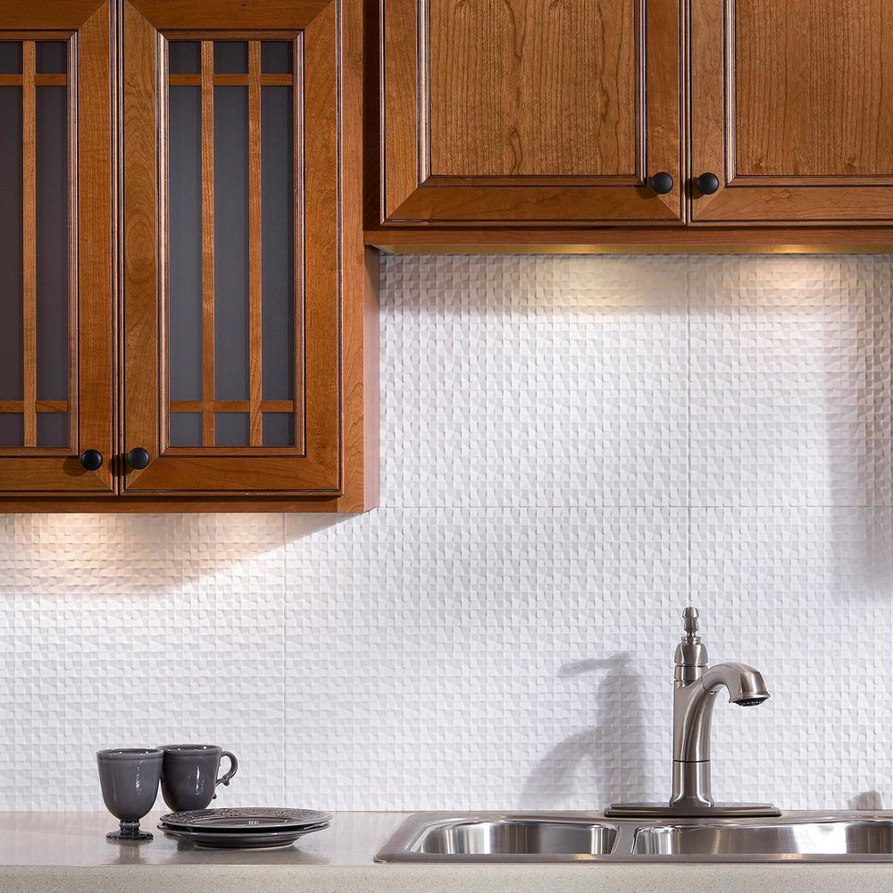 Fasade Monaco 18 in. x 24 in. Gloss White Vinyl Decorative Wall Tile