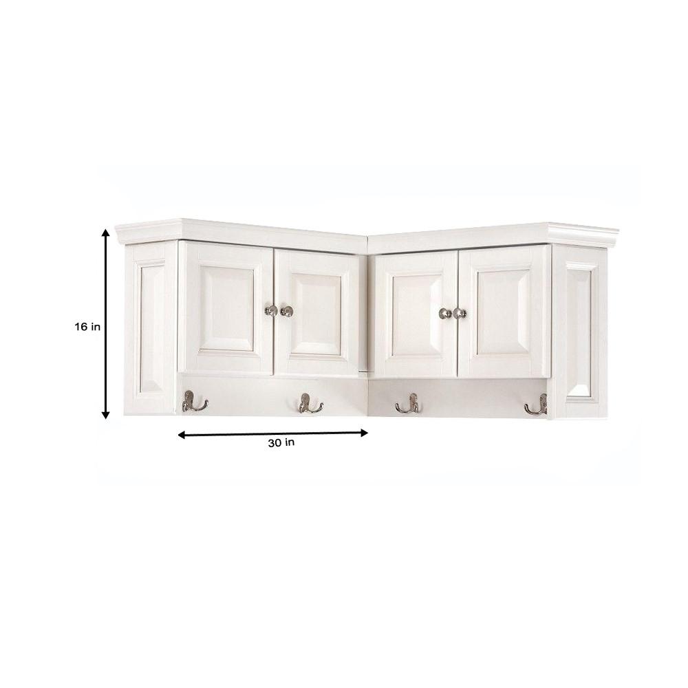 Home Decorators Collection Walker Wooden Corner Wall Cabinet In White 16 In H X 30 In W X 30 In D 7400700410 The Home Depot