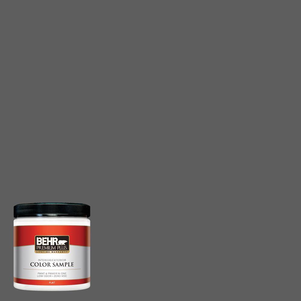 Behr Premium Plus 8 Oz N520 6 Asphalt Gray Flat Interior Exterior N520 6 Asphalt Gray Flat Interior Exterior Paint And Primer In One Sample