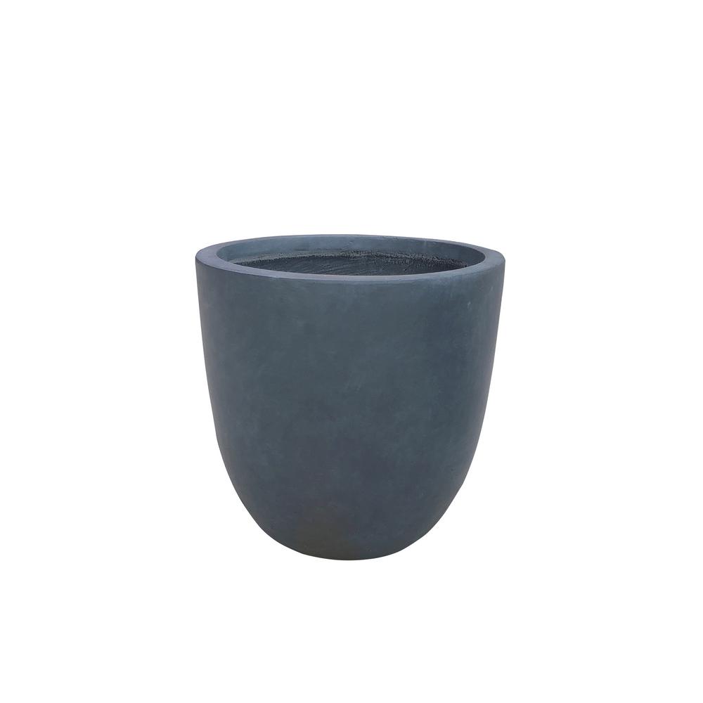 KANTE 13 in. Tall Charcoal Lightweight Concrete Round Outdoor Planter