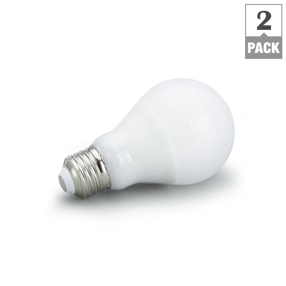 Philips Hue White A19 LED 60W Equivalent Dimmable Smart Wireless Bulb (2 Pack)453100 The Home