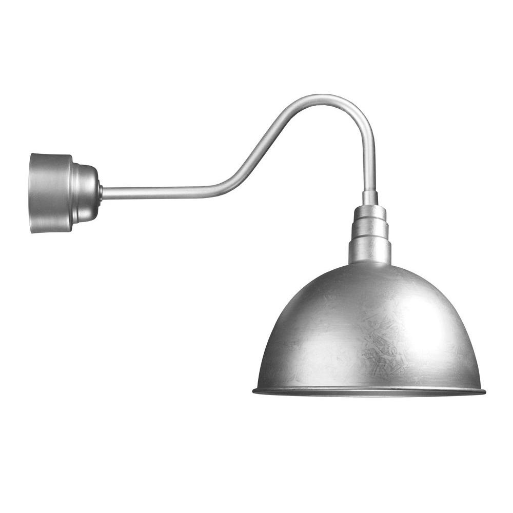 Illumine 1 Light Outdoor Galvanized Deep Bowl Semi Flush Wall Lantern Sconce With Wire Guard