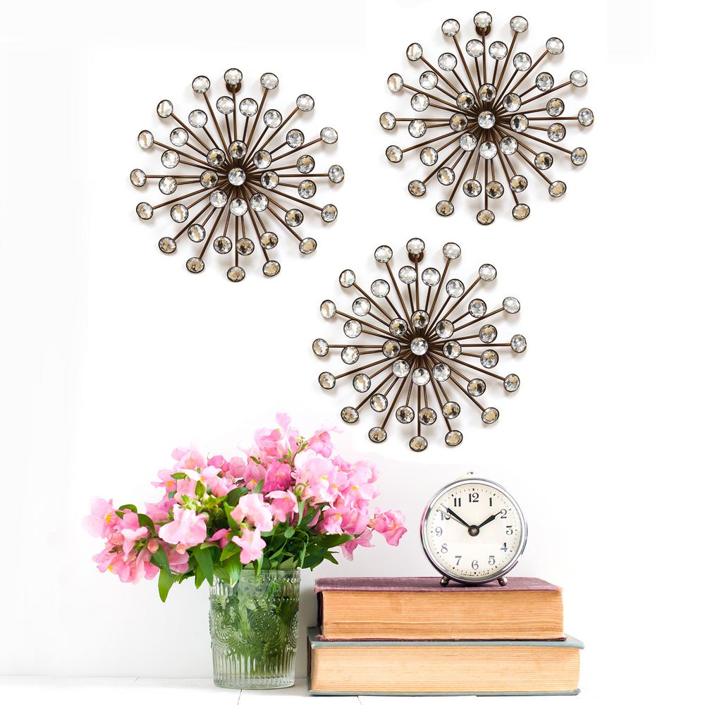 Stratton Home Decor Gold Burst Wall Set Of 3 Shd0120 The Stratton Home Decor