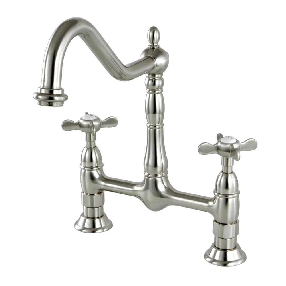 Kingston Brass Essex 2-Handle Bridge Kitchen Faucet with ...