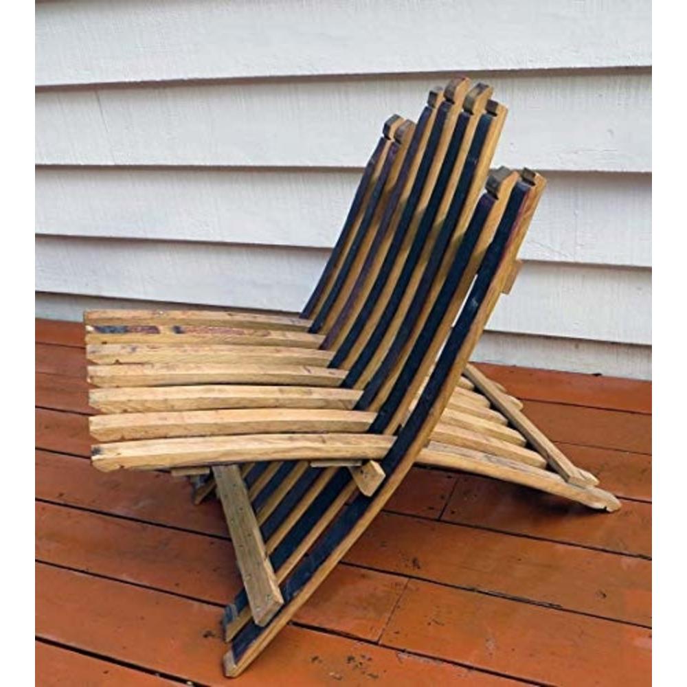 Mgp Oak Folding Wood Wine Barrel Stave Outdoor Lounge Chair Sfc 06