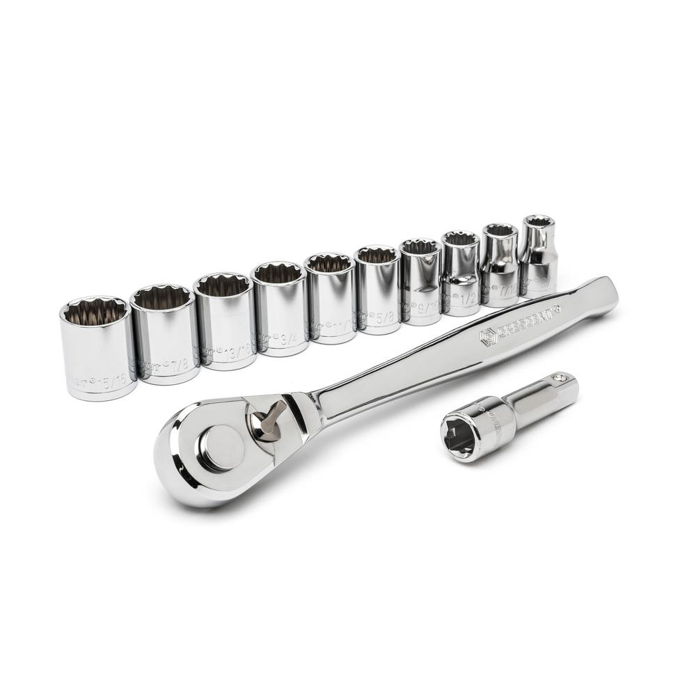 Crescent 1/2 In. Drive 12-Point Ratchet And Socket Set (12-Piece ...