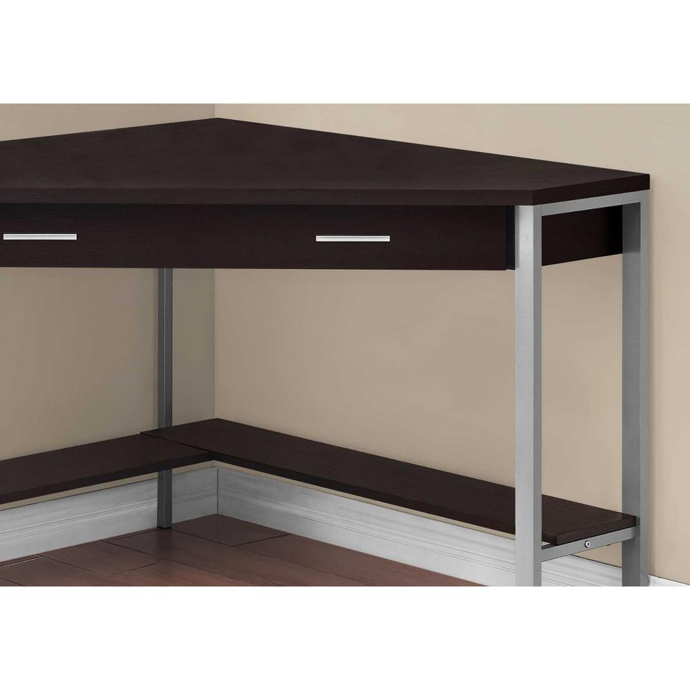 Homeroots 23 75 In Cappuccino Corner 1 Drawer Computer Desk With