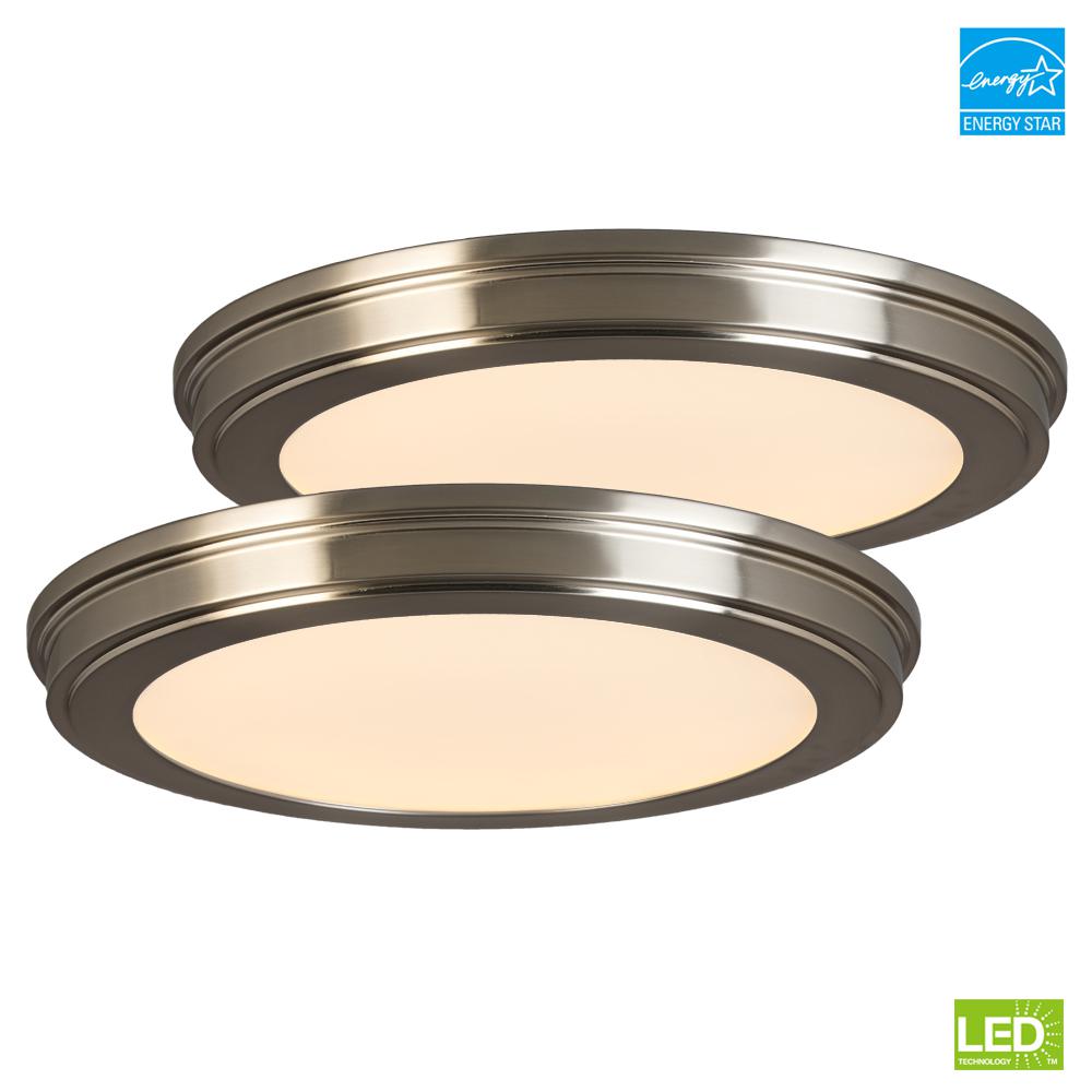 Commercial Electric 15 in. Brushed Nickel LED Ceiling Flush Mount with