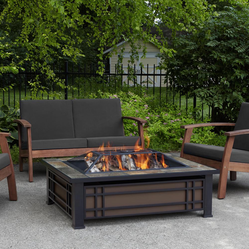 Real Flame Hamilton 44 In X 13 In Rectangle Steel And Slate