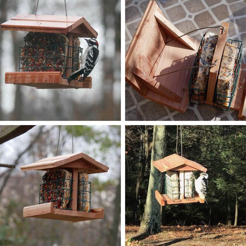 Worth Garden 7 In Red Cedar Wood Double Suet Small Cottage Bird