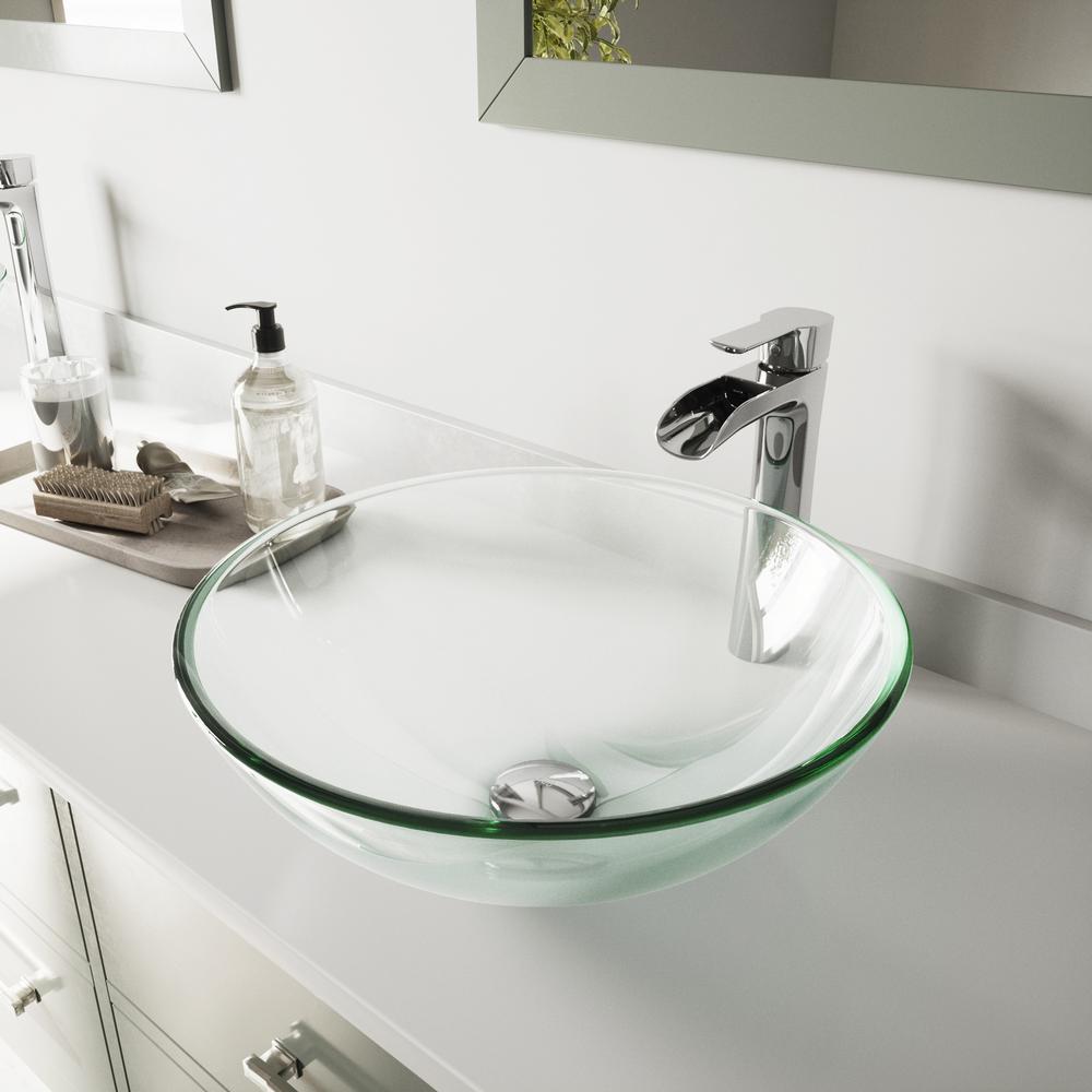 Reviews For Vigo Glass Round Vessel Bathroom Sink In Iridescent With Niko Faucet And Pop Up Drain In Chrome Vgt1075 The Home Depot