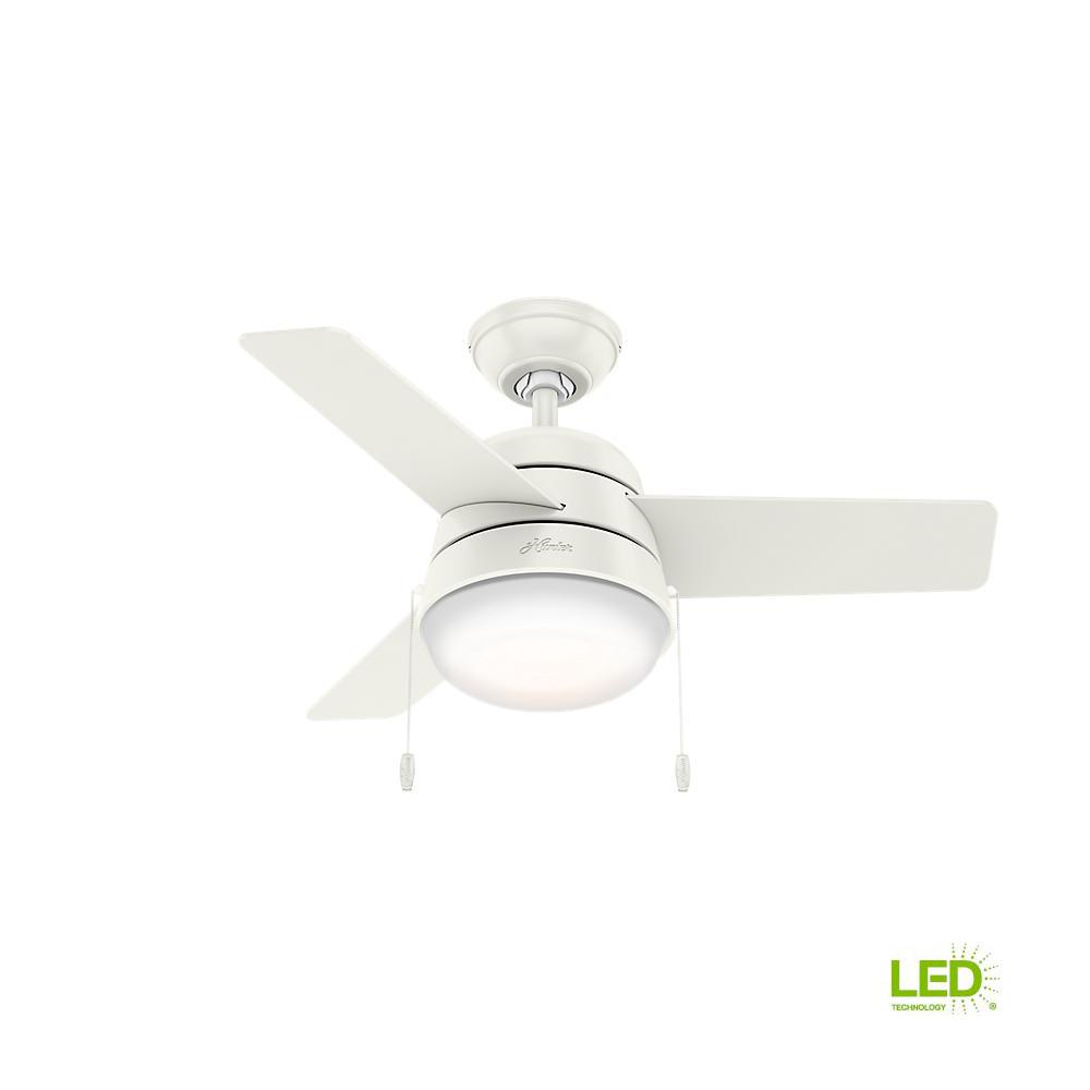 Hunter Aker 36 In Led Indoor Fresh White Ceiling Fan With Light Led Indoor Fresh White Ceiling Fan