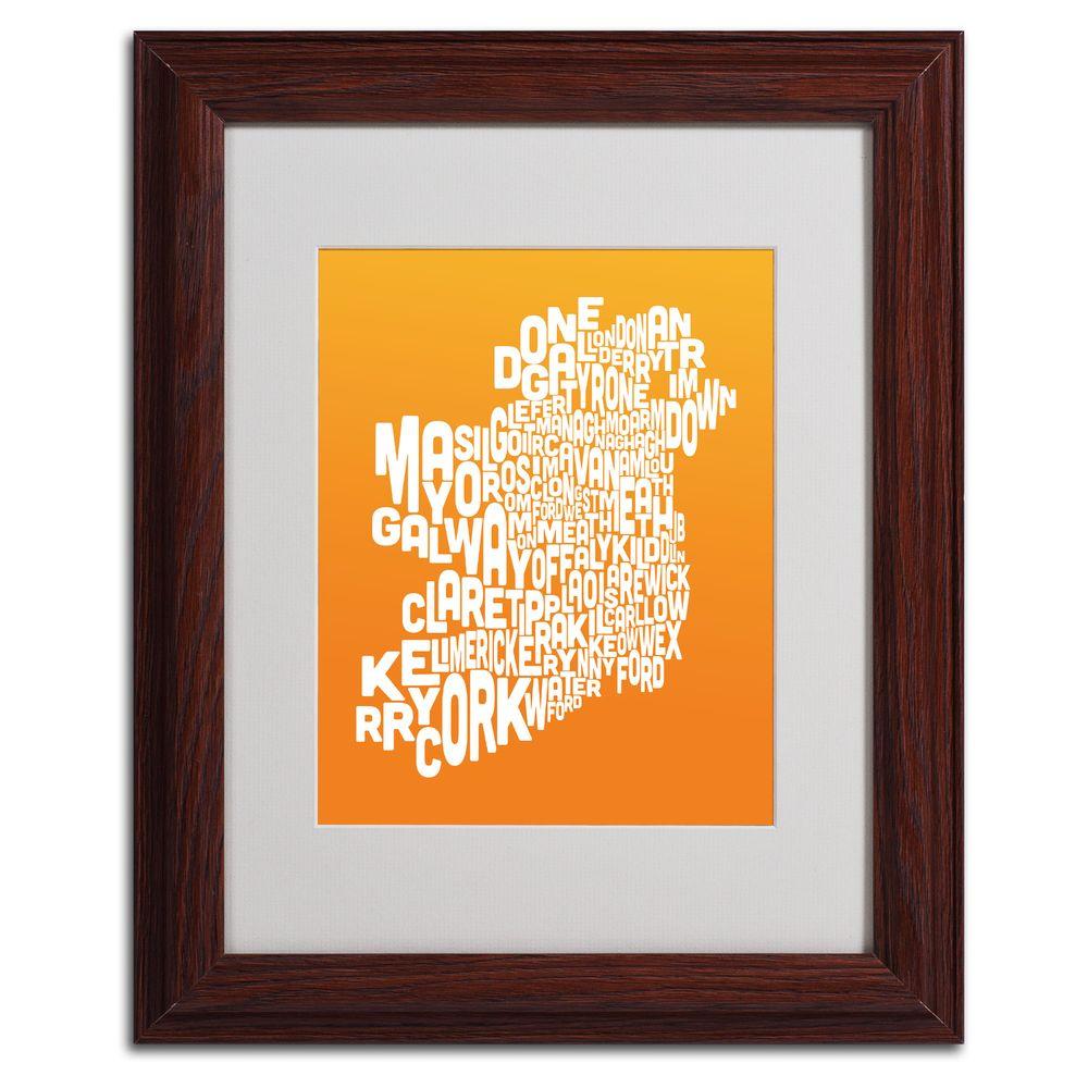 11 In X 14 Ireland Text Map Orange Matted Framed Art Mt0263 Ireland Text Map Orange Matted Framed Art