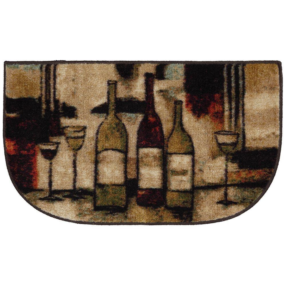 Wine and Glasses Brown 18 In x 30 In Slice Kitchen Rug323240 The Home Depot