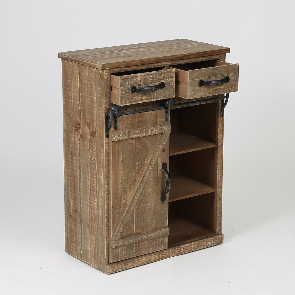Winsome House Rustic Wood Console Cabinet With Sliding Barn Door