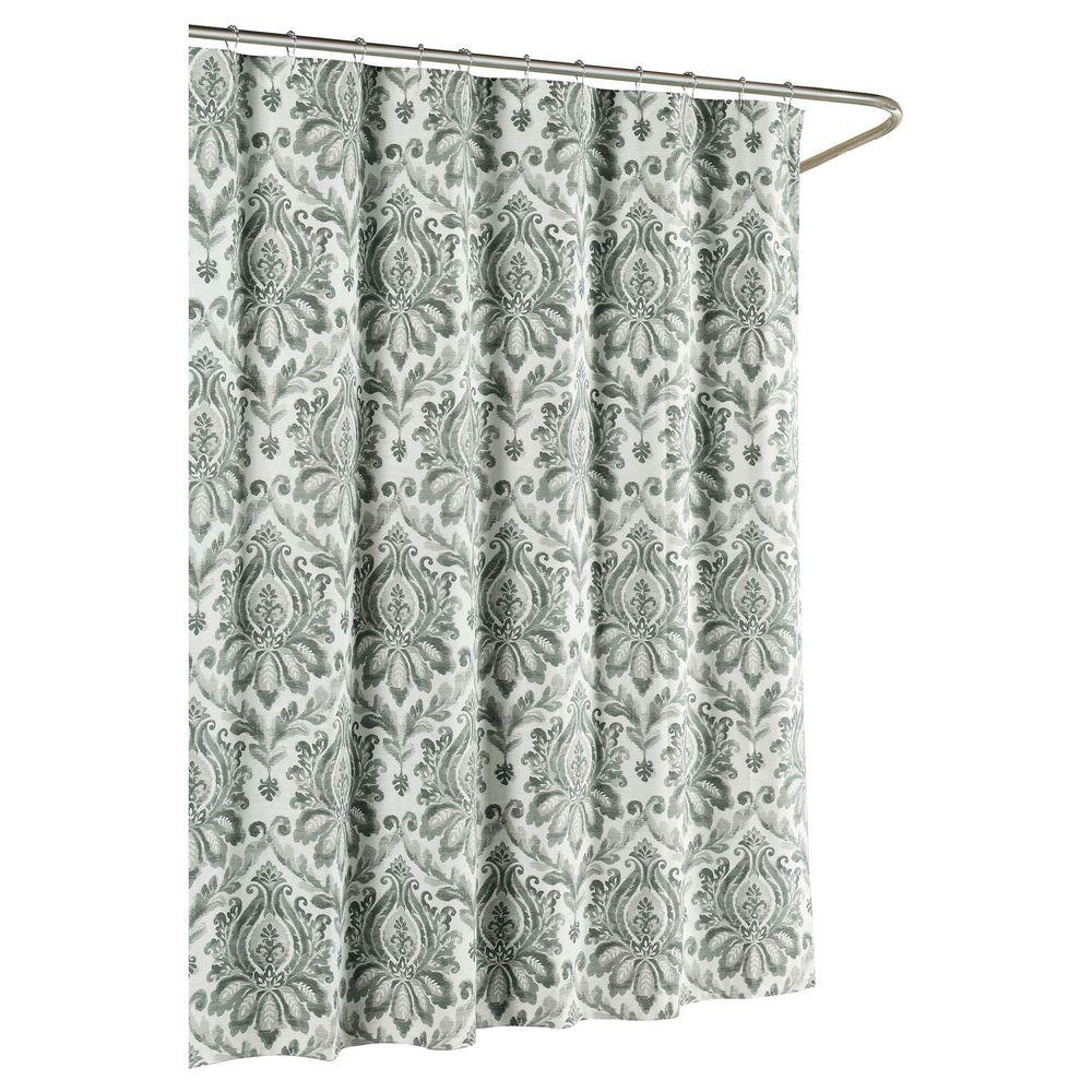 Gray Cotton Shower Curtains Accessories The Home Depot Biltmore Cotton Luxury 72 In X L Shower Curtain Gray