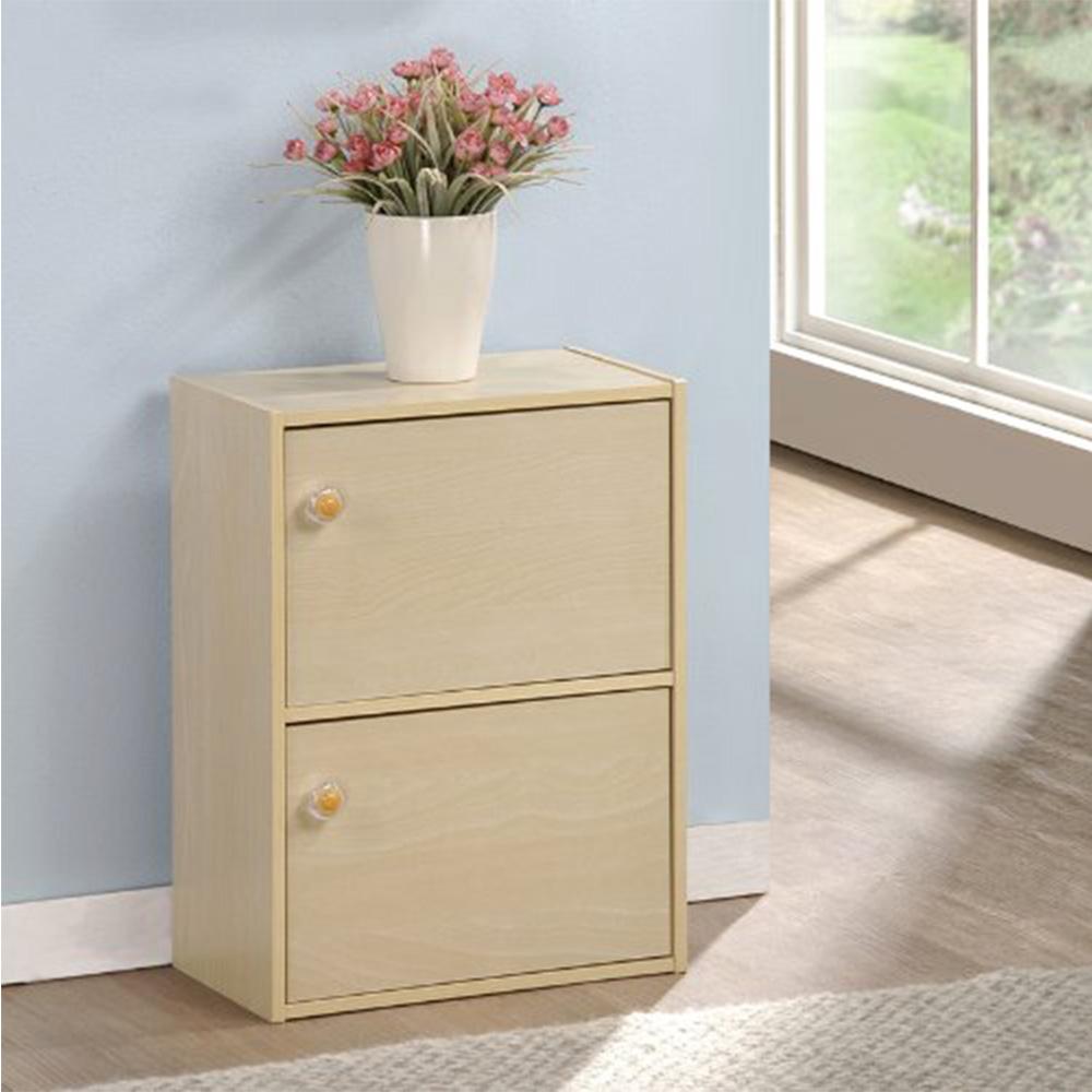 Steam Beech Furinno 11204SBE Pasir 2 Tier Bookcase with 1 Door with Out Handle