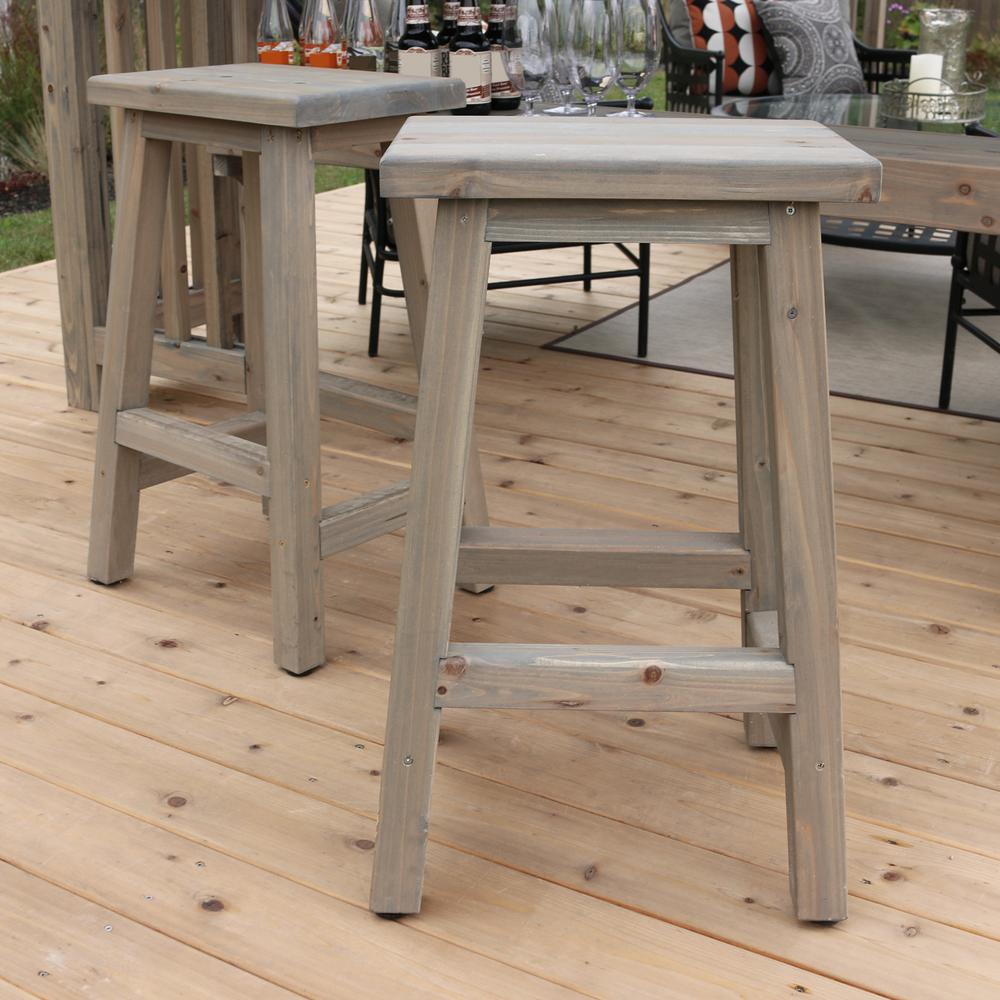 Yardistry Madison 29 In Saddle Wood Outdoor Bar Stool 2 Pack Yp11790 The Home Depot