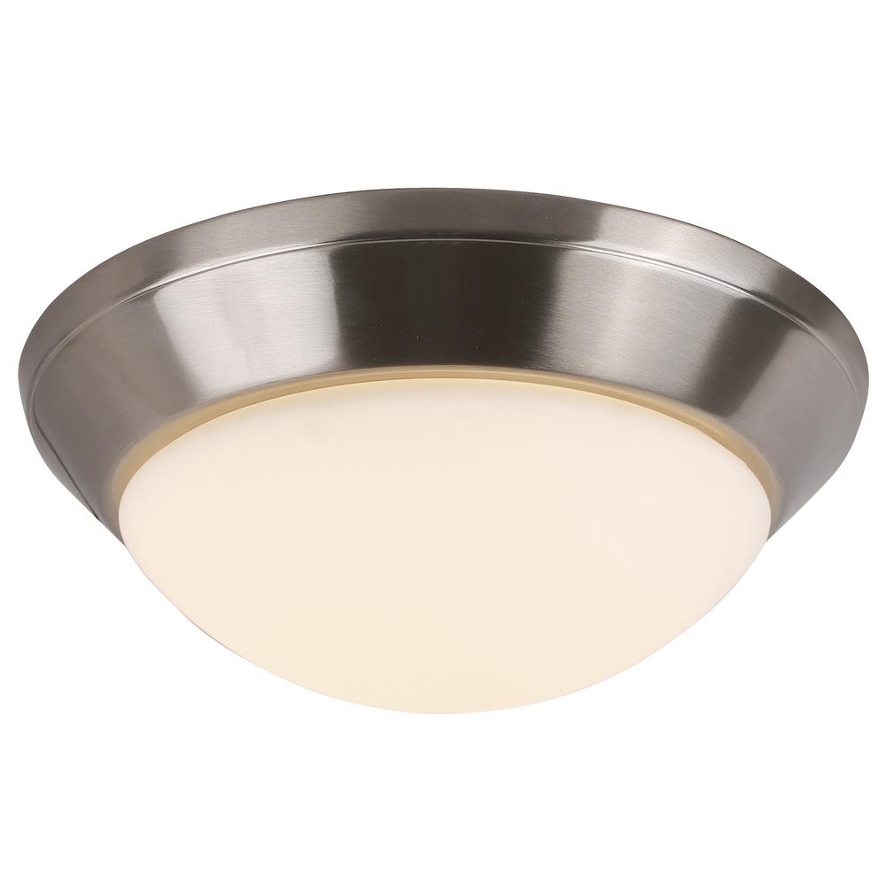 1 Light Integrated Led Flush Mount Ceiling In Brushed Nickel 1 Light Integrated Led Flush Mount