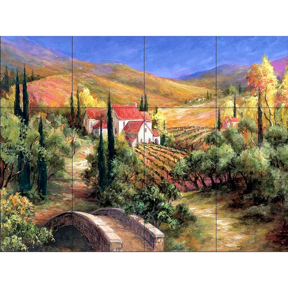 The Tile Mural Store Tuscan Bridge 17 in. x 123/4 in. Ceramic Mural