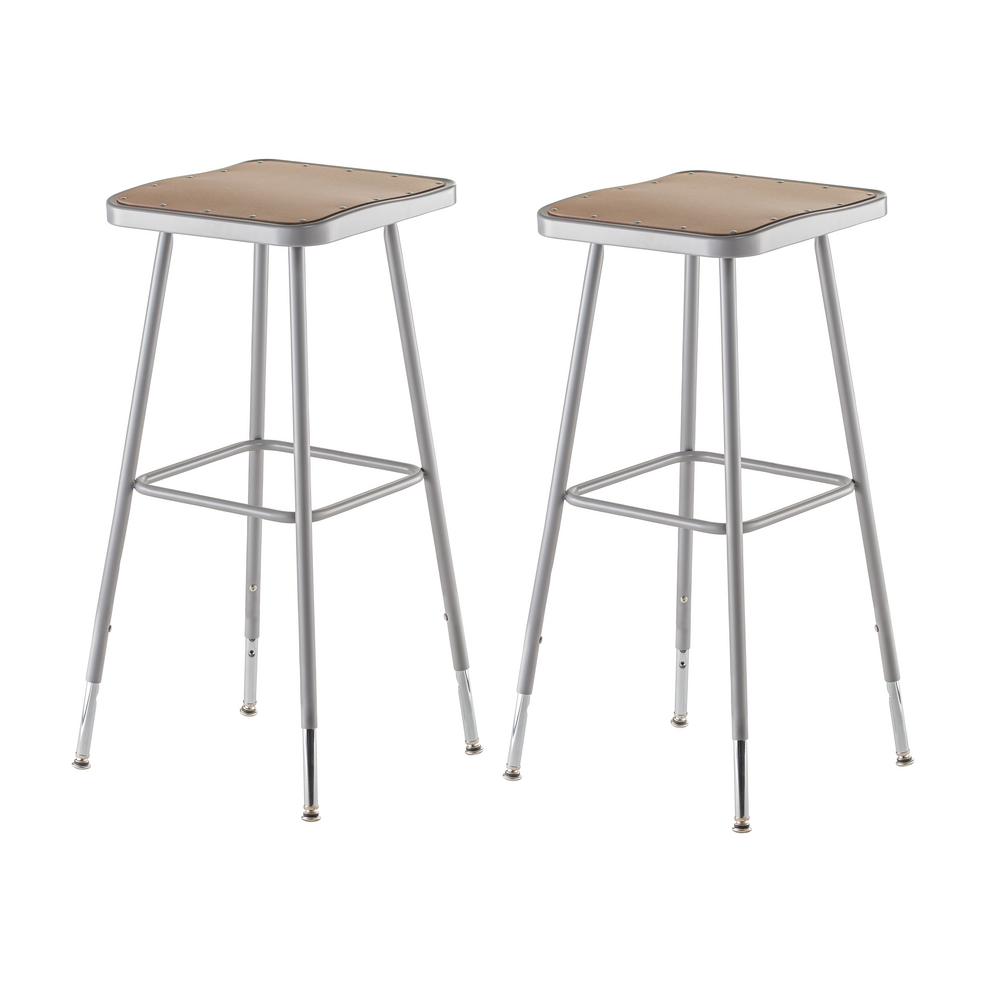 National Public Seating 32 In To 39 Height Adjule Grey National Public Seating 32 In To 39 Height Adjule Grey Heavy Duty Square Seat Steel Stool 2 Pack 6330h The Home Depot
