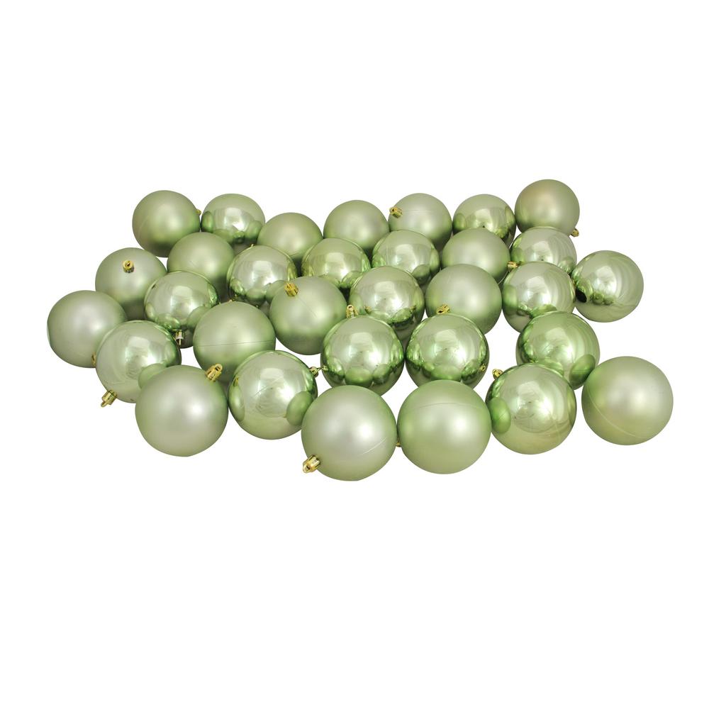 3.25 in. (80 mm) Celadon Green Shatterproof Christmas Ball Ornaments (32-Count)