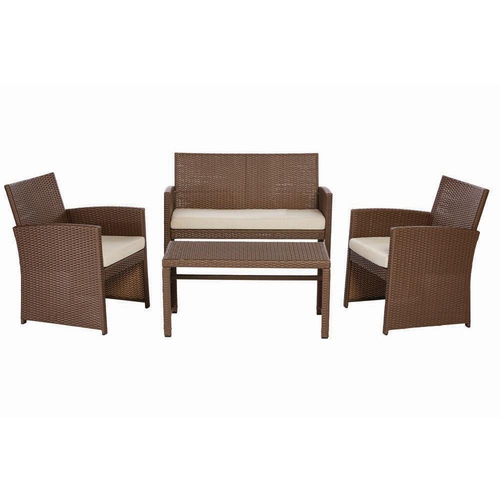 Hampton Bay Park Trail Brown 4 Piece Wicker Patio Conversation Set 4 Piece Wicker Patio Conversation Set