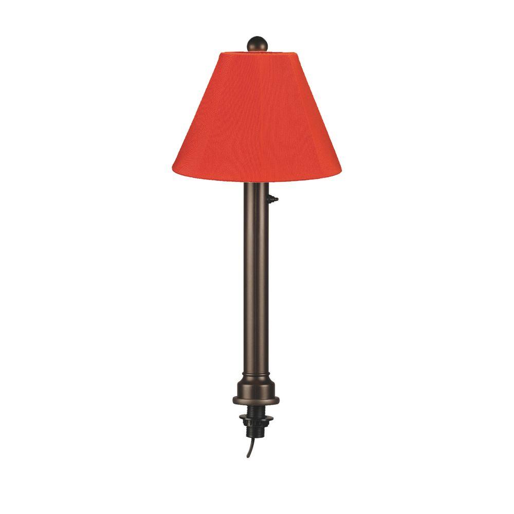Patio Living Concepts Catalina 28 in. Bronze Umbrella Outdoor Table Lamp with Natural Linen