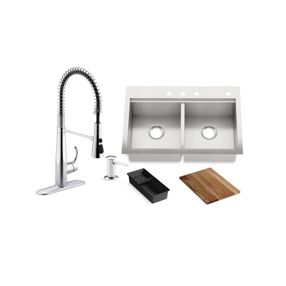 Kohler Workstation 33 In Dual Mount Stainless Steel Single Bowl Kitchen Sink With Setra Smarthome Faucet K R22899 Vsr23374 The Home Depot - Kohler 2 Piece Stainless Steel Kitchen Sink Mounting Clips Kohler Workstation 33 In Dual Mount Stainless Steel Single Bowl Kitchen Sink With Setra Smarthome Faucet K R22899 Vsr23374 The Home Depot - Kohler 2 Piece Stainless Steel Kitchen Sink Mounting Clips