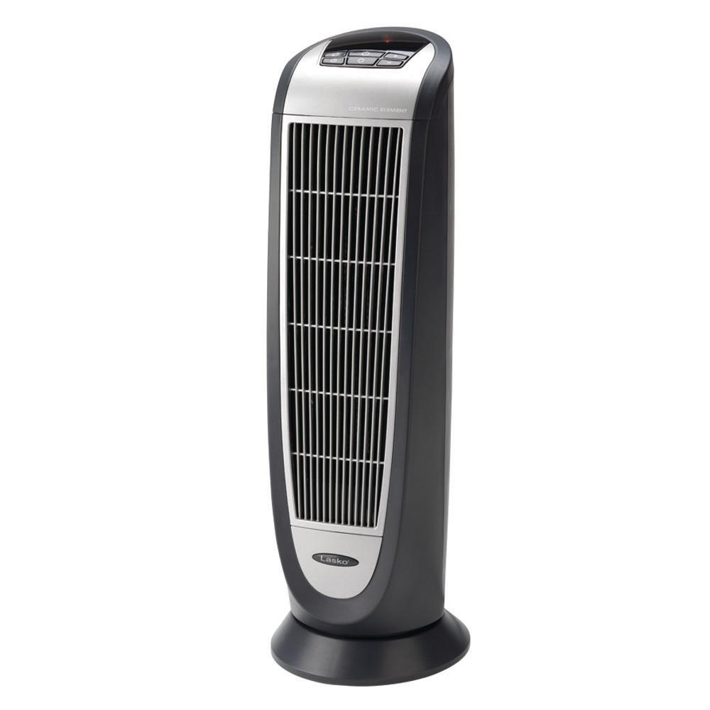 Lasko Tower 23 In 1500 Watt Electric Ceramic Oscillating Space Heater With Digital Display And Remote Control 5160 The Home Depot