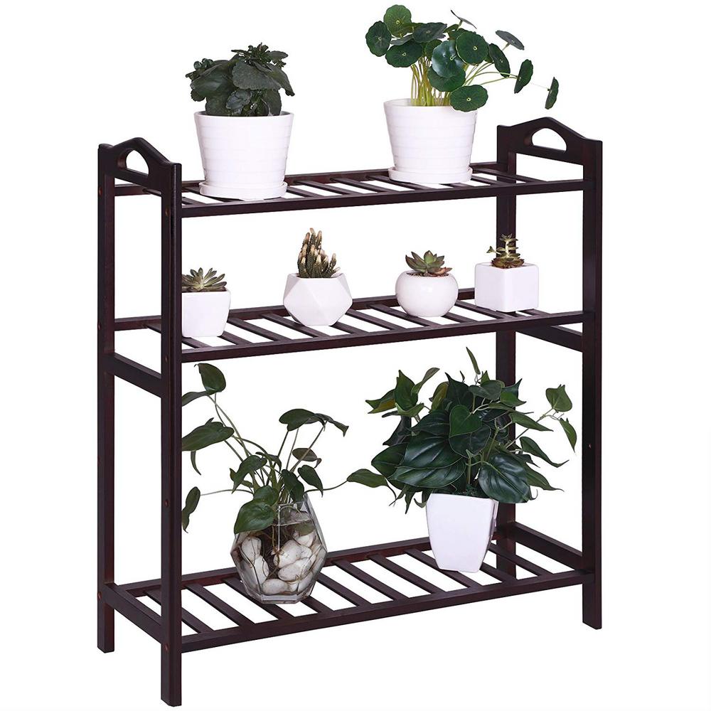 Barton 29 75 In H X 26 5 In W 4 Tier 16 Pair Bamboo Shoe Rack Shelf Storage Organizer In Antique Brown 90068 The Home Depot