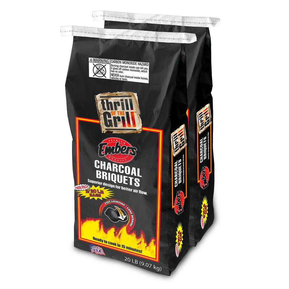 Embers 20 lb. Twin Pack Charcoal Briquets