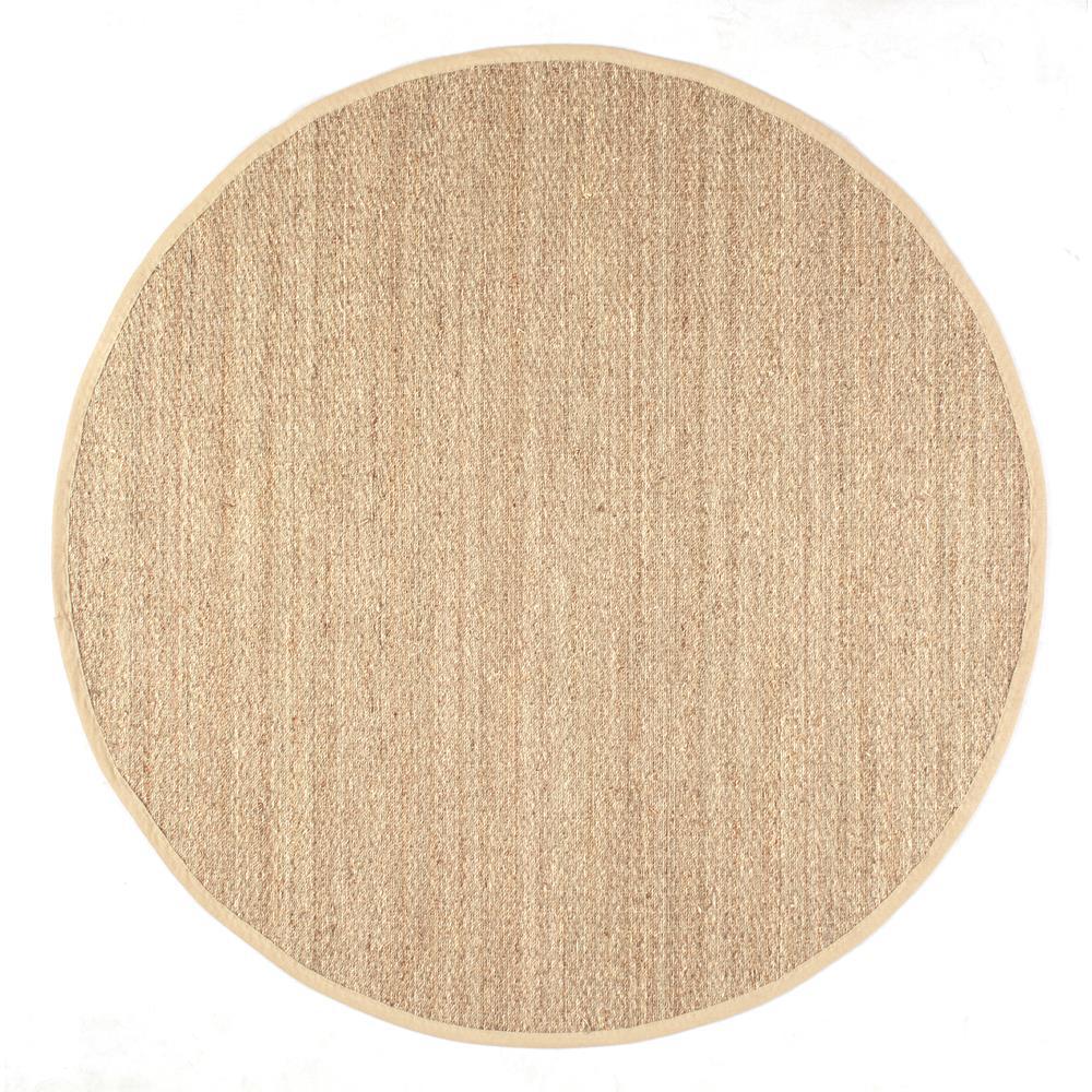 nuLOOM Elijah Seagrass with Border Beige 6 ft. x 6 ft. Round Area Rug