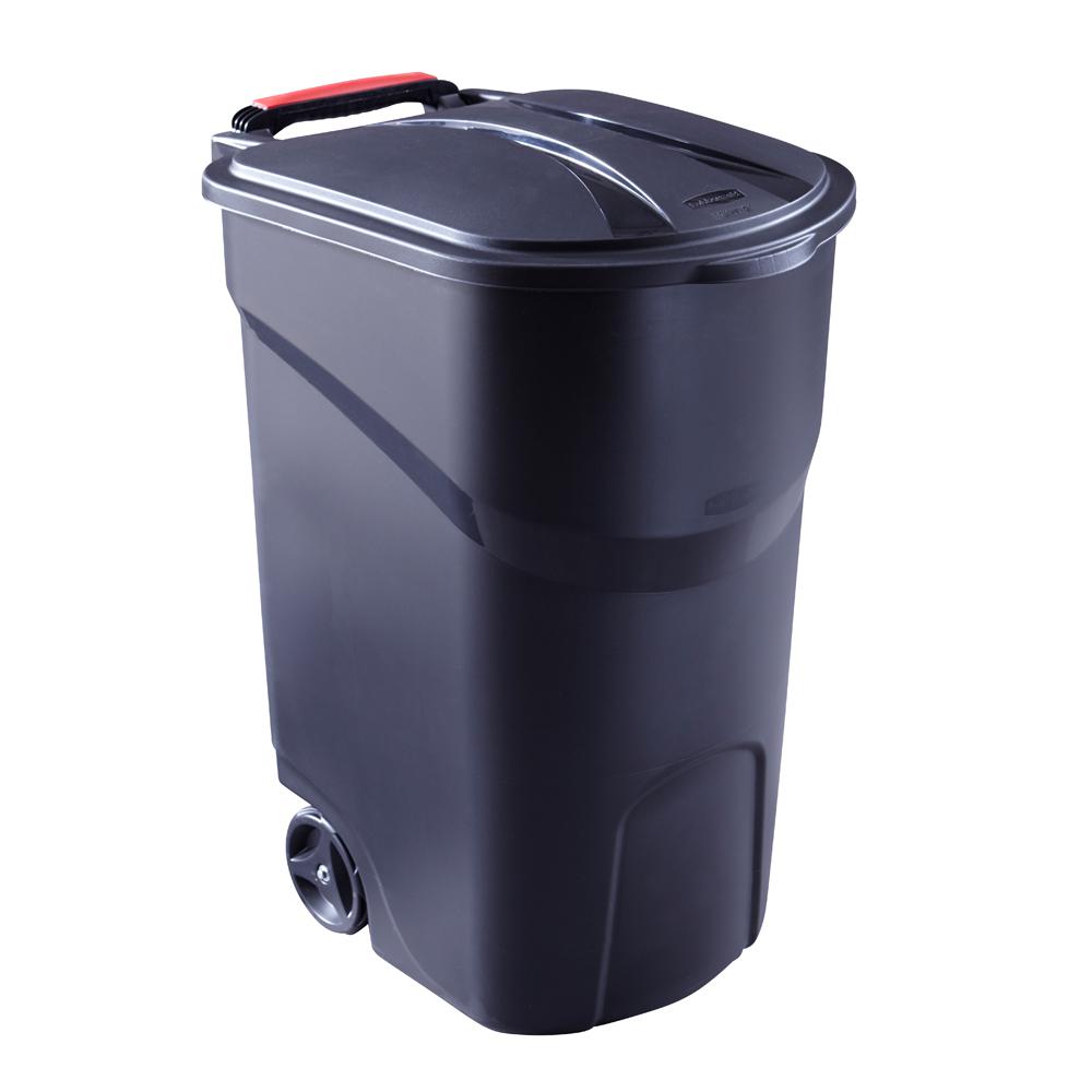 Rubbermaid Roughneck 45 Gal Black Wheeled Trash Can With Lid Ex Tremes 