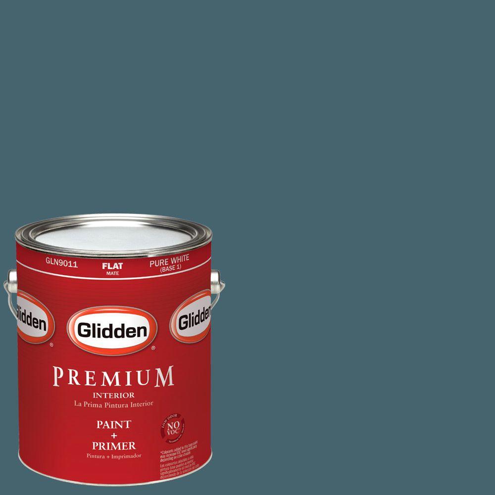 Glidden Premium 1-gal. #HDGB52D Global Waters Flat Latex Interior Paint with Primer